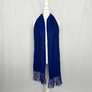 Alpaca Diana Peru Royal Blue Brushed Fringe Scarf Soft Fuzzy Winter Warm Shawl